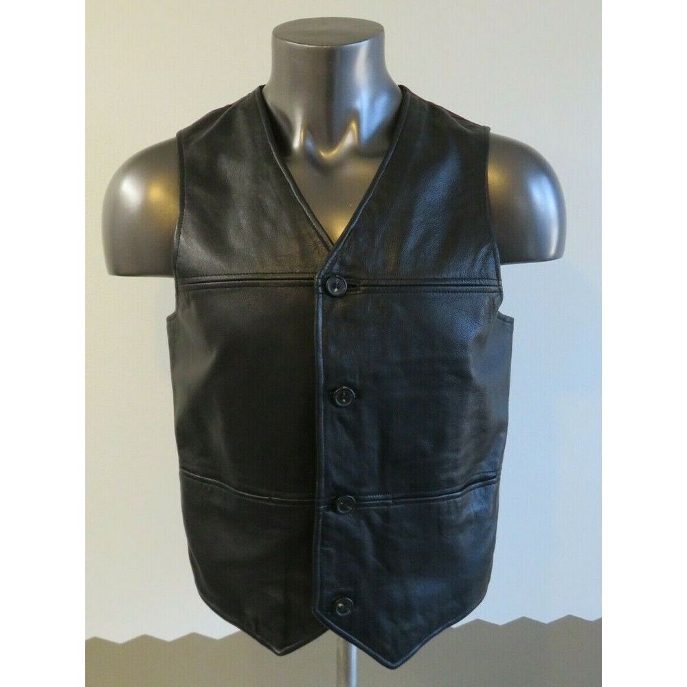 Vintage Wilsons Pelle Studio Leather Vest Button Front Size M Western Formal